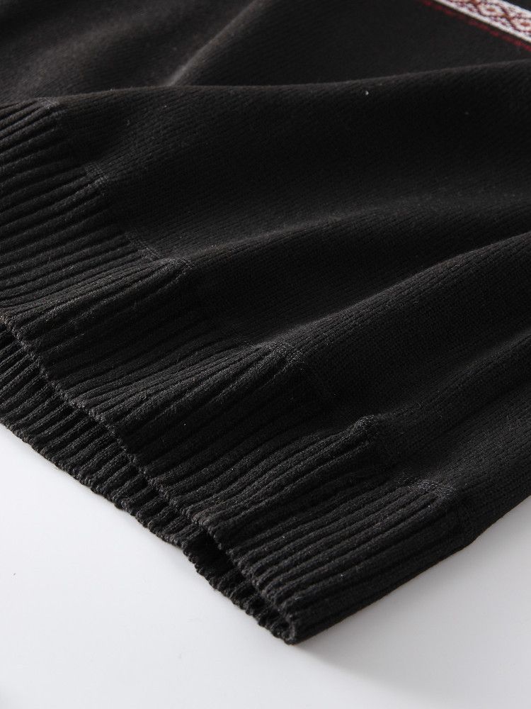 Maglione vintage in maglia color-block con collo con cerniera, pullover a righe per uomo, stile retrò autunno-inverno, comodo ed elegante_voghion.com