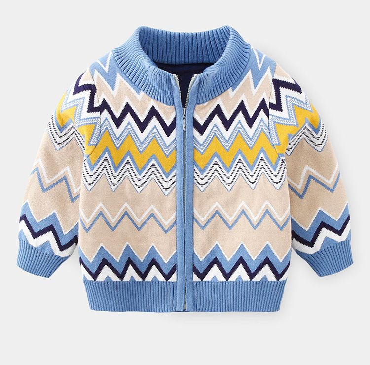 Pull pour garçon Pull décontracté multicolore Pull en coton et polaire pour enfants_voghion.com