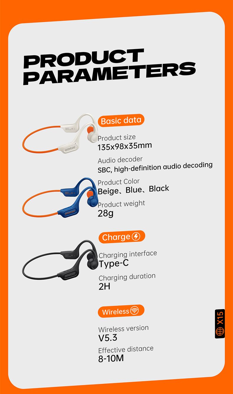 Bone Conduction Bluetooth Earphones 32GB Memory IPX6 Sweatproof And Rainproof Bicycle Sports Earphones X15_voghion.com