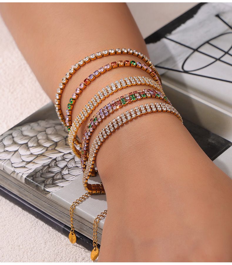 Women's Jewelry Personalized Fashion Color Full Diamond Bracelet Micro Inlaid Claw Grasping Zircon Light Luxury Titanium Steel Gold Plated Jewelry_voghion.com