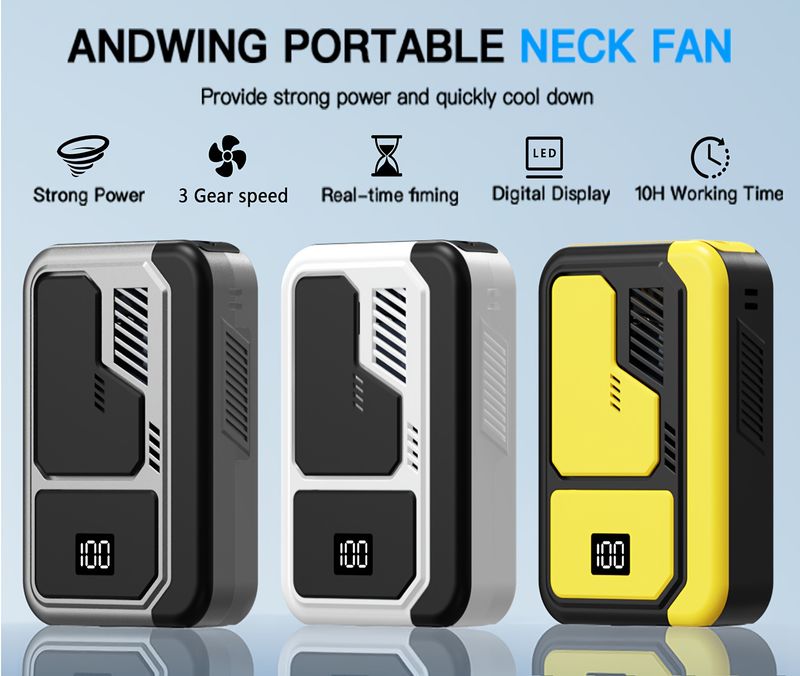 2025 Neck Waist Fan Brushless Motor Digital Display 3 Speeds 3000mAh Battery LED Flashlight For Outdoor Camping Fishing_voghion.com