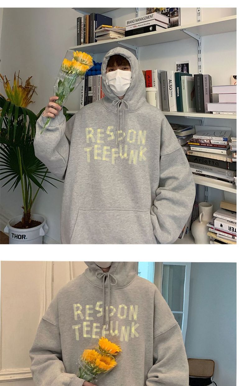 Men's loose and hoodie, trendy brand large for spring, autumn, winter, plus fleece jacket, size 12_voghion.com