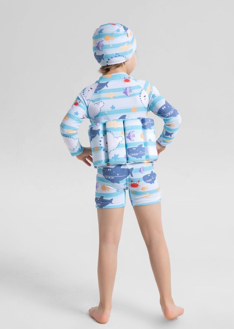 Maillot de bain une pièce à manches longues pour bébé, protection solaire, gilet flottant, pour le surf_voghion.com