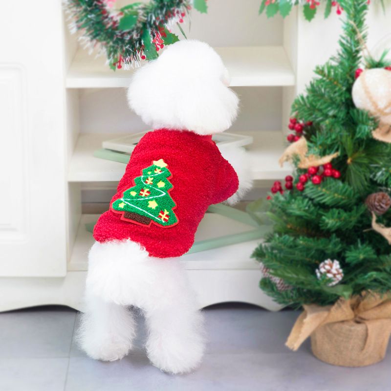 Otoño y nuevo Teddy Ropa para perros pequeños Mascotas Invierno 21 Árbol de Navidad Polar_voghion.com