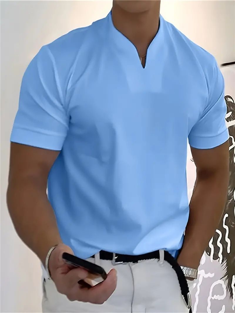 "Men's Athletic V-Neck T-Shirt - Stretch Cotton Gym Workout Tee For Muscle Fit - Breathable & Moisture-Wicking (Multiple Colors/Sizes)"_voghion.com