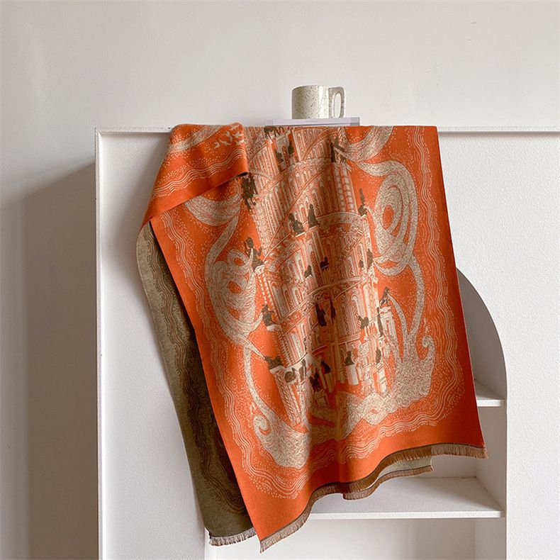 Sciarpa-scialle a torre in ferro architettonica per donna autunno inverno doppio uso oversize e versatile in cashmere_voghion.com