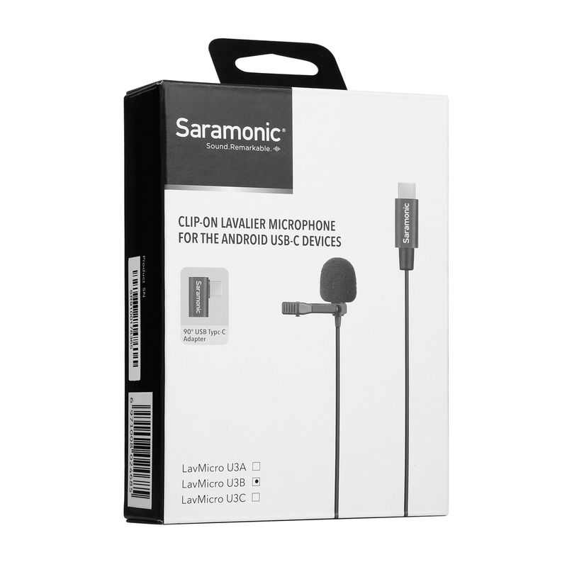 Microphone cravate Saramonic LavMicro U3B à pince pour appareils Android USB-C, ordinateur, enregistrement vidéo YouTube_voghion.com