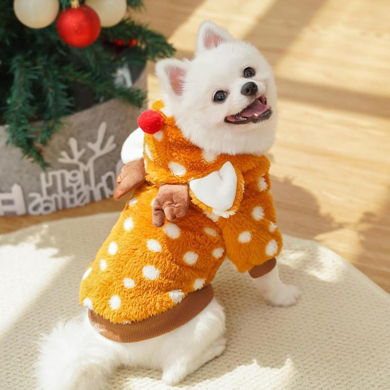Autumn Winter Pet Supplies Cat Christmas Clothes Reindeer Fleece Medium Dog Bichon French Bulldog Corgi Costume_voghion.com