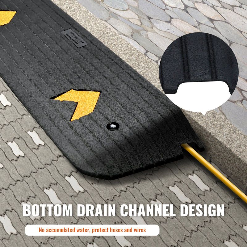 VEVOR Upgraded Rubber Threshold Ramp, 1" Rise Wheelchair Ramp Doorway, Natural Curb Ramp Rated 33069 Lbs Load Capacity, Non-Slip Textured Surface Rubber Curb Ramp For Wheelchair And Scooter_voghion.com