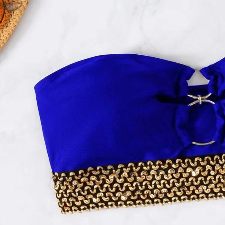 Női szexi egyszínű, magas derekú, osztott bikini női fürdőruha _voghion.com