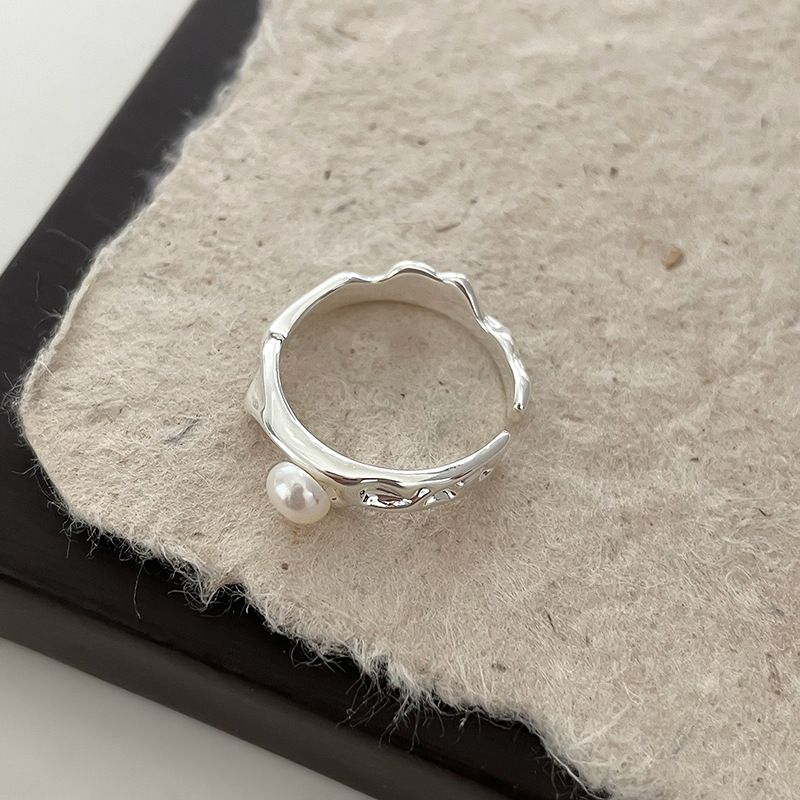 Irregular freshwater pearl ring for women, light luxury, open, niche design, high-end, simple and versatile, personalized index finger ring_voghion.com