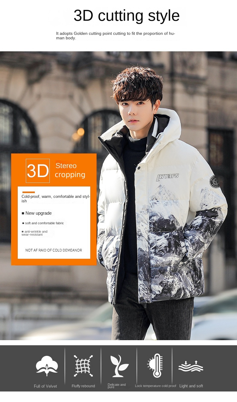 Daunenjacke für Herren, Winter, weiße Entendaunen, kalt, warm, Kapuzenjacke, Teenager, Hong Kong-Stil, Gezeitenmarke, Herren-Daunenjacke_voghion.com