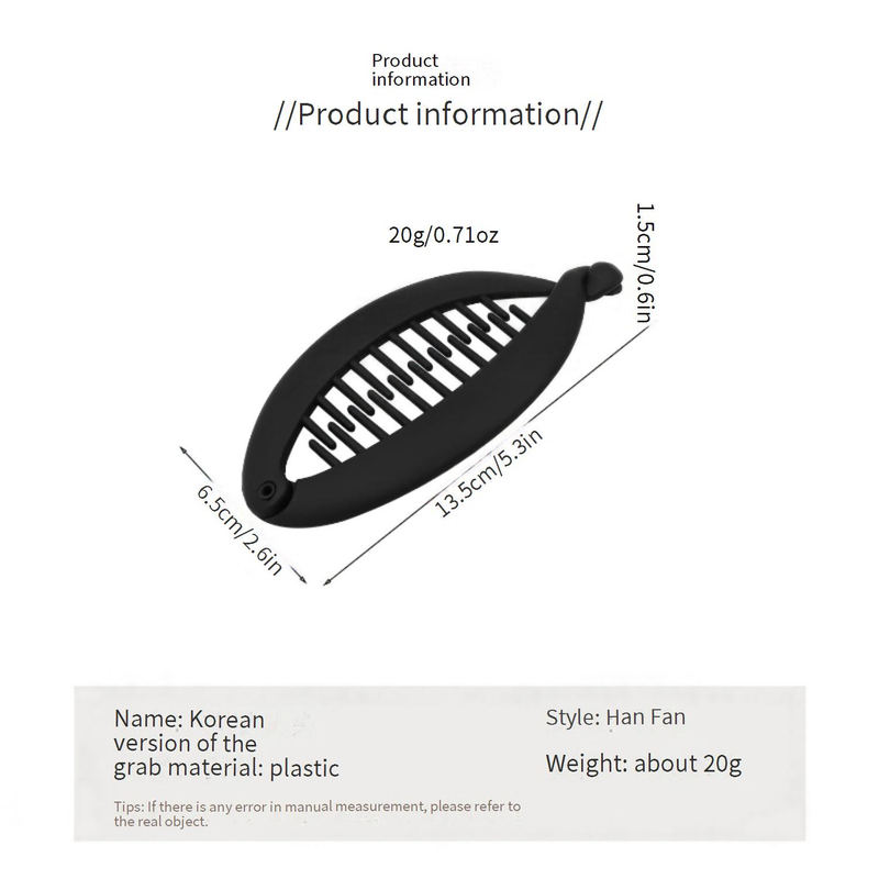 Pince à cheveux simple et givrée, couleur unie, avec dents, antidérapante, pour queue de cheval, épingle à cheveux plate, pince banane verticale, coiffure_voghion.com