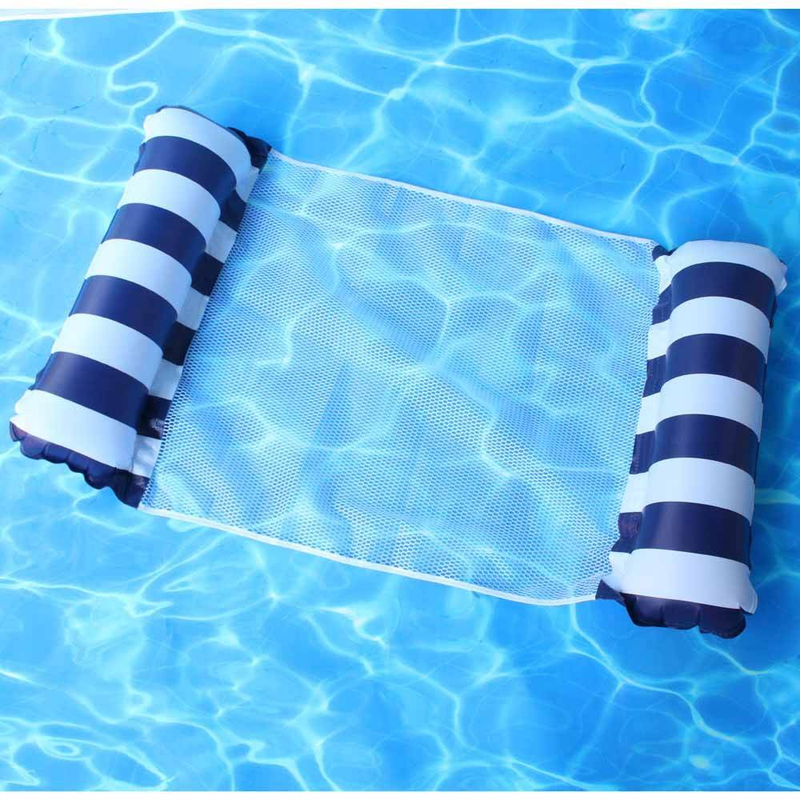 Esteira flutuante inflável de 3 tubos com encosto de malha dobrável, boia de piscina para adultos, jangada resistente para piscina de praia e lago_voghion.com
