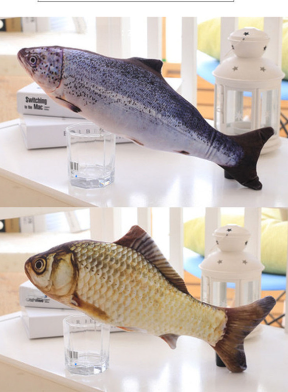 Morsomt katteleke Kjæledyr Elektrisk fisk Simulering Fish Touch Induktiv vibrasjon Hopping Fish Cat Plysjleketøy_voghion.com