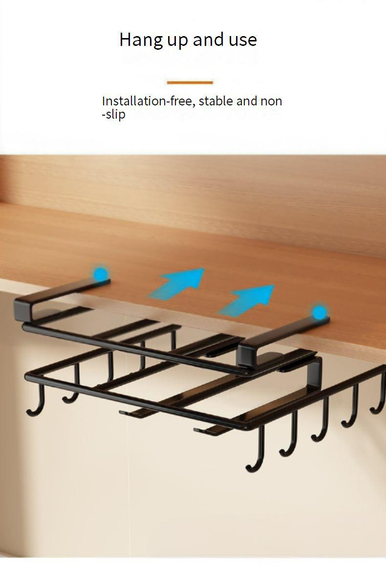 Under Cabinet Organizer No Drill Pot Lid Holder Cutting Board Rack Paper Towel Storage Space Saving Kitchen Shelf_voghion.com