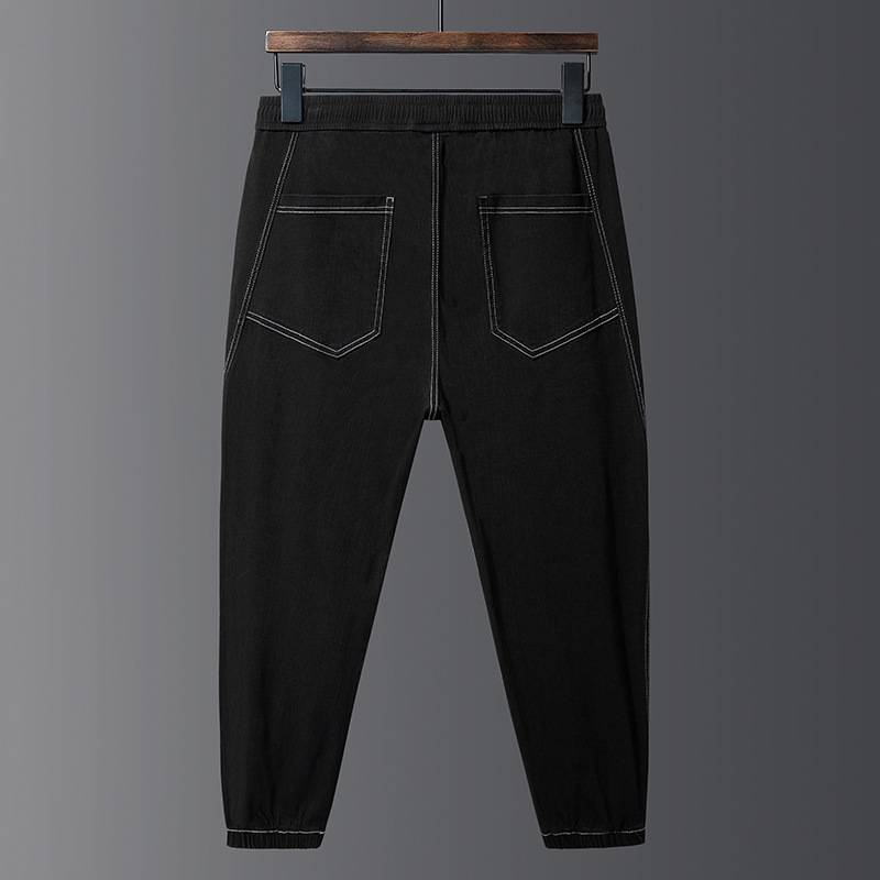 Pantalones vaqueros ajustados elásticos de talla grande para hombre, holgados y versátiles_voghion.com