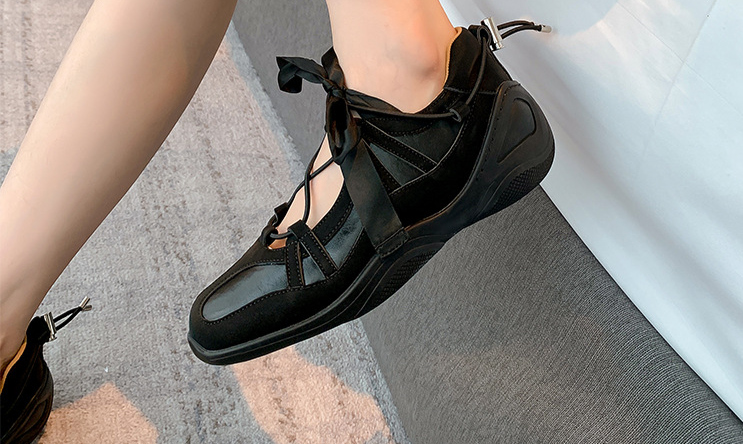 Chaussures pour femmes, petites chaussures Mary Jane rehaussantes pour femmes, chaussures de ballet françaises à ruban à la mode de printemps_voghion.com