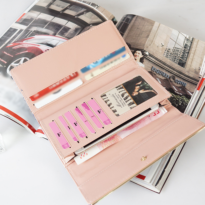 Portafoglio da donna con porta carte, multi-slot per carte, con fibbia a forma di lettera, semplice e pratico, per la vita quotidiana, a tre ante._voghion.com