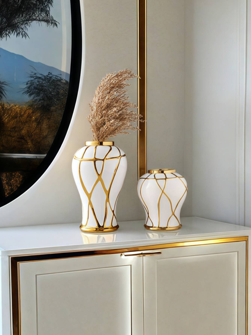 Ceramic Nordic Light Luxury Style Crack Vase Suitable For Living Room Tabletop, Fresh Flowers, Dried Flowers, Atmosphere Decoration, Ornament_voghion.com