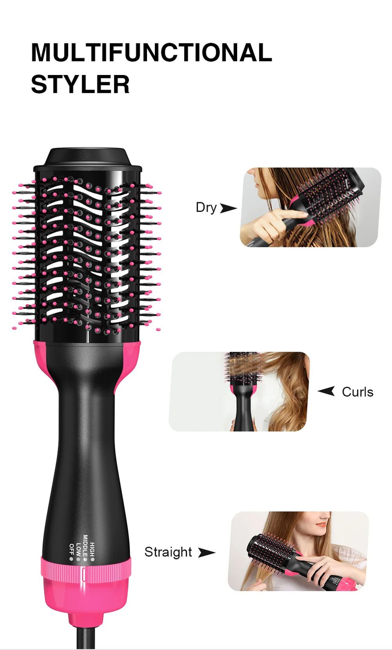Haartrocknerbürste für Damen, Haartrockner, Glätteisen, Lockenwickler, Massagegerät, 4-in-1, schnelle Erwärmung, One-Step-Volumizer, Heißluft-Haarbürsten_voghion.com