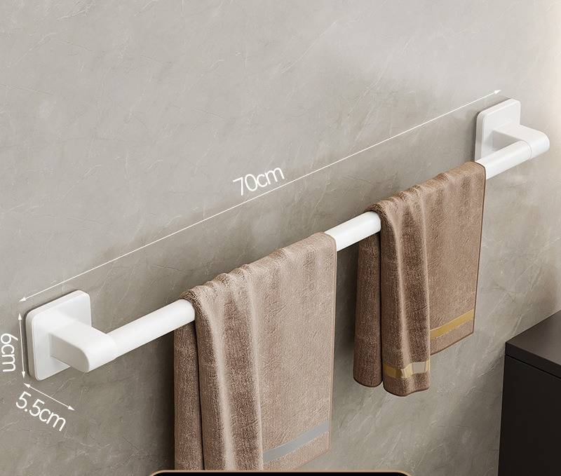 Ruimtebesparende handdoekhouder voor aan de muur, zonder boren, voor in de badkamer - roestbestendig aluminiumlegering, belastbaar tot 10 kg, strak grijs/wit_voghion.com