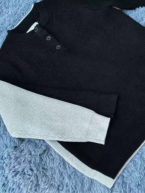 Maglione Henley vintage con bottoni – Cardigan unisex in misto cotone a righe (S-XL)_voghion.com