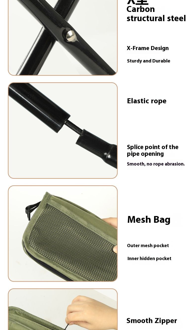 Ultra-Portable Carbon Steel Folding Stool With Storage Pouch – Compact Camping Seat For Hiking, Travel & Outdoor Events (Multiple Sizes & Colors)_voghion.com