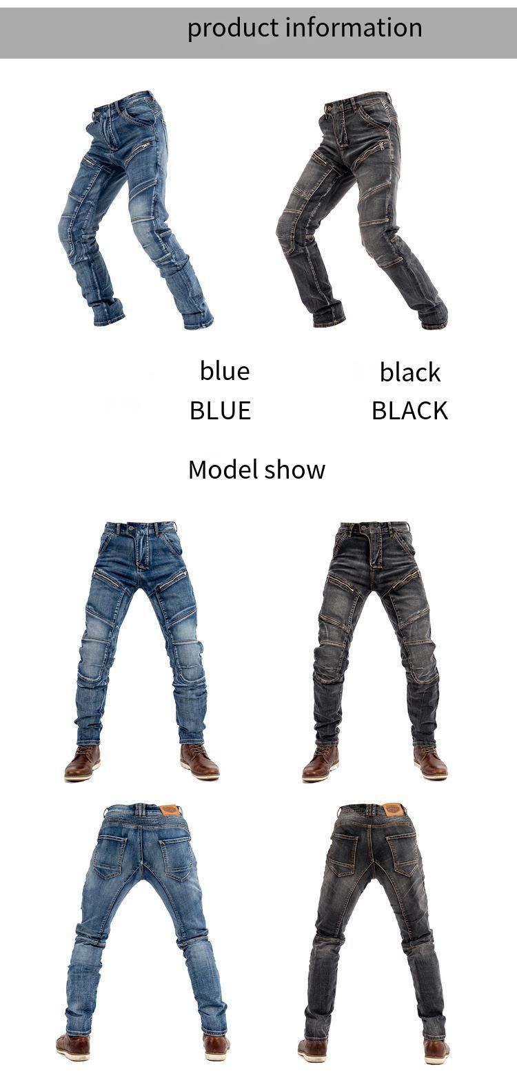 Motorcycle Kevlar Riding Pants With Dual Zippers, Stretch Denim Jeans For Men & Women, Slim Fit, All-Season Protection For Bike & Racing_voghion.com