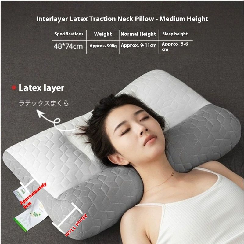 Cuscino ortopedico in memory foam per alleviare il dolore al collo - Cuscino con supporto in fibra di soia traspirante e lattice con altezza regolabile_voghion.com
