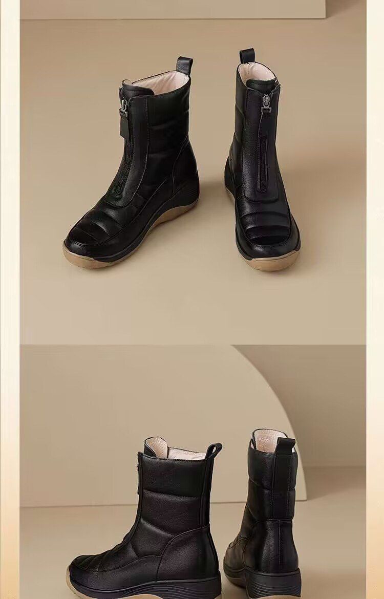 Neue, warm gefütterte Damen-Schneestiefel mit dicken Sohlen für Herbst/Winter 2025, Damenschuhe mit weichen Sohlen, kurze Stiefel_voghion.com