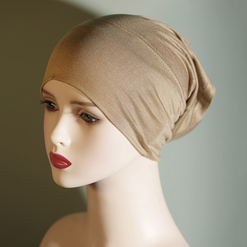Gorro musulmán de algodón puro de color liso, con base de algodón mercerizado, elástico y transpirable_voghion.com