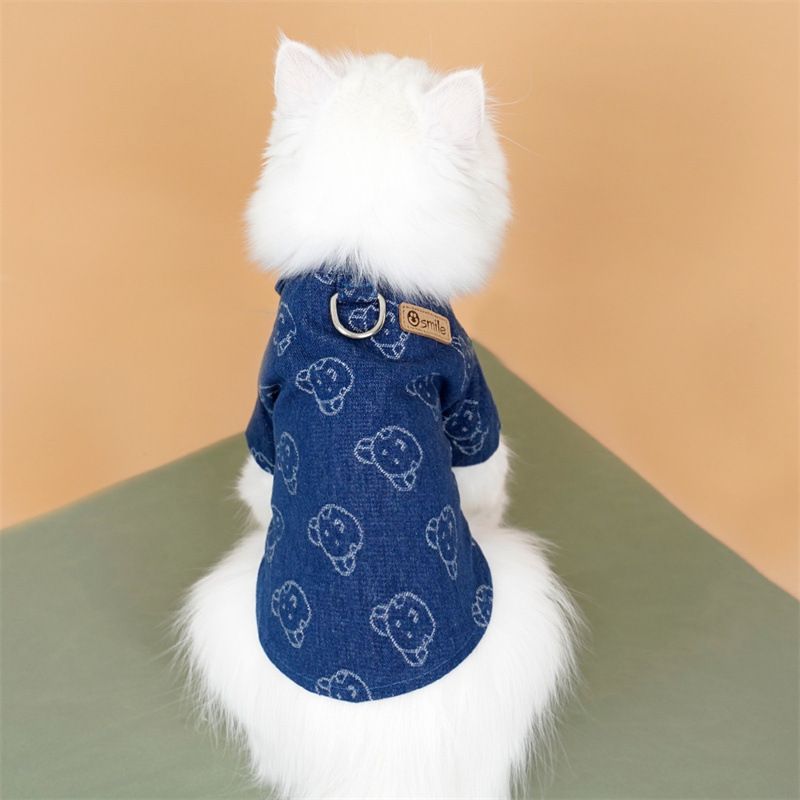 Maglietta da cowboy con corda di trazione Teddy da combattimento Abbigliamento per animali domestici per gatti Forniture per cani di piccola e media taglia_voghion.com