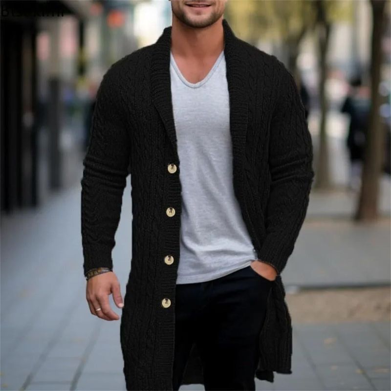 Kleidung Herren Mittellanger Pullover Dicker Strick Twisted Cardigan Wollmantel SY0107_voghion.com