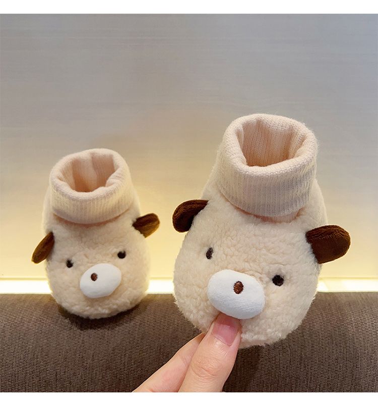 Chaussures d'hiver chaudes en velours pour nouveau-né, en coton, pour bébé garçon et fille, 0-3-6-9 mois, avec chaussettes intégrées._voghion.com