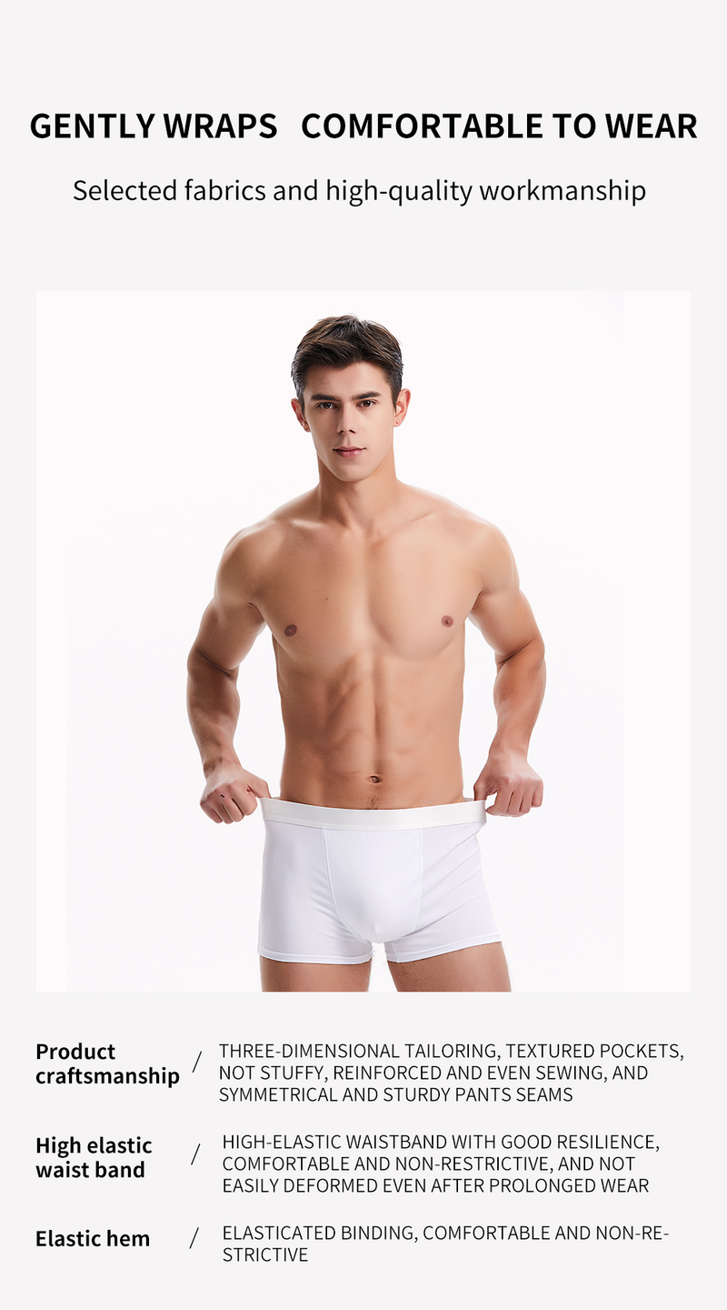 Confezione da 3 boxer da uomo in cotone bianchi con design a fascia in vita_voghion.com