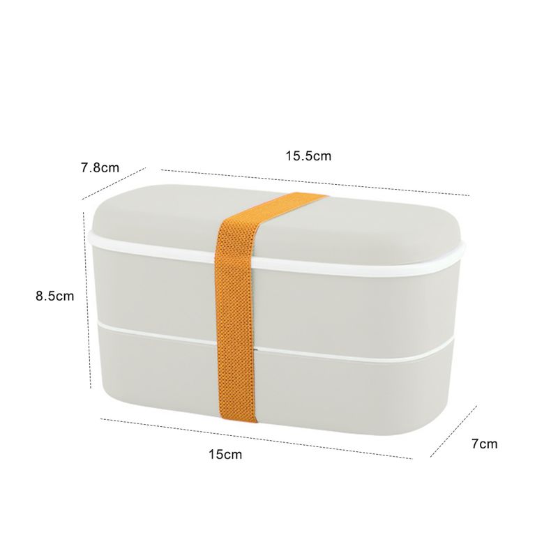 Lunch box a 2 strati per microonde con scomparti, contenitore per alimenti isolato a prova di perdite con bacchette_voghion.com