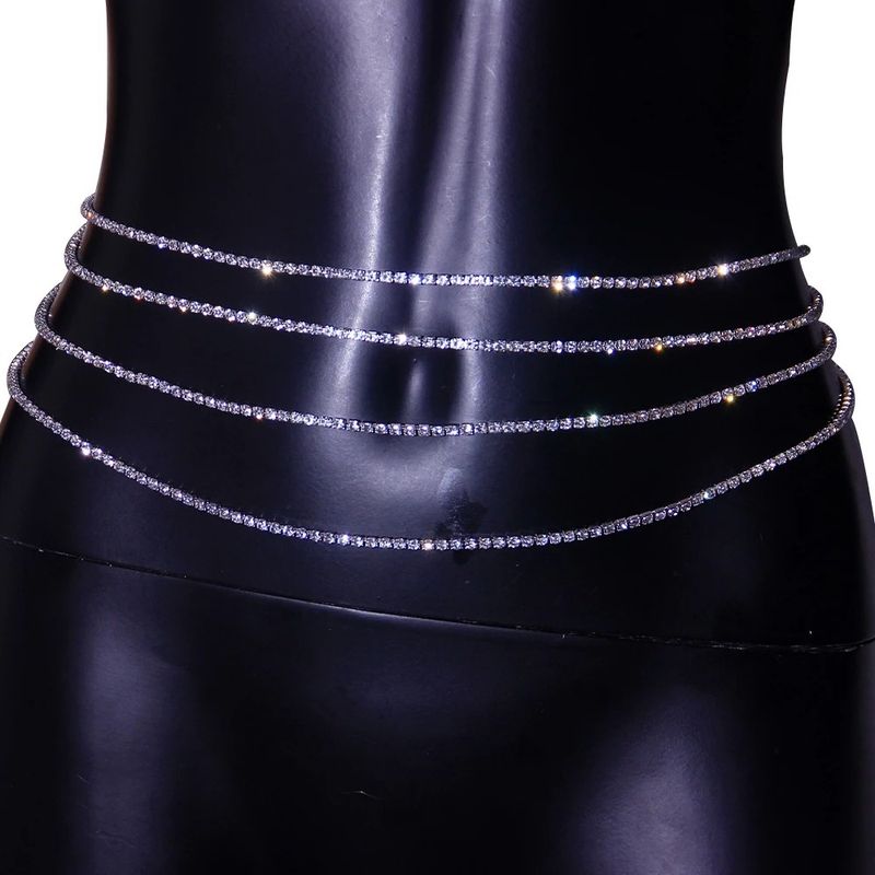 Cadena de cintura multicapa para playa de verano, estilo bohemio, con brillantes diamantes, accesorio para mujer._voghion.com
