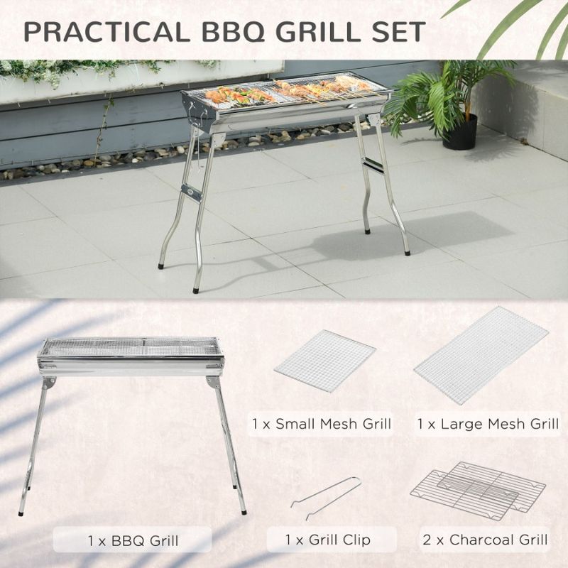 E barbecue pieghevole in acciaio inox da picnic, per grigliate all'aperto, portatile, per campeggio, feste, per cortile, cucina, trav_voghion.com