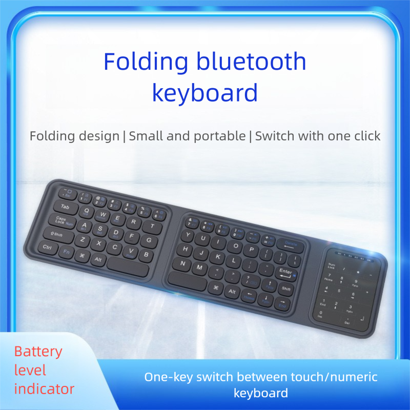 Dreifach aufladbare, leise, faltbare, ultradünne, tragbare, digitale Zwei-in-Eins-Bluetooth-Tastatur mit Touch_voghion.com