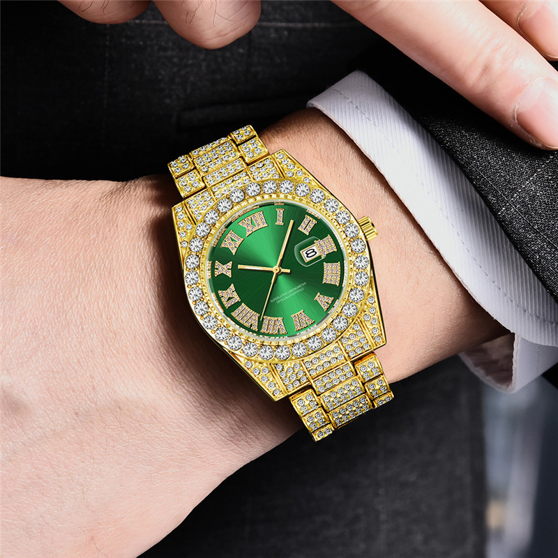 Marke Männer Gold Voller Diamant Hip Hop Datum Quarz Uhren 3582_voghion.com