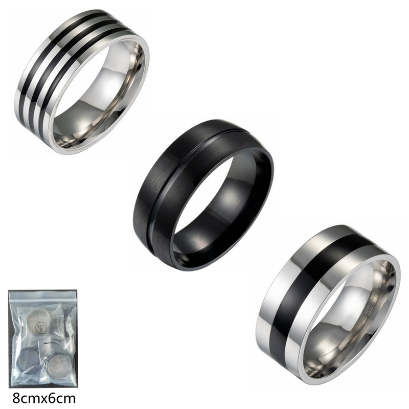 De nieuwe populaire Simple Accessories driedelige set roestvrijstalen druppelring van 8 mm breed vervaagt niet_voghion.com
