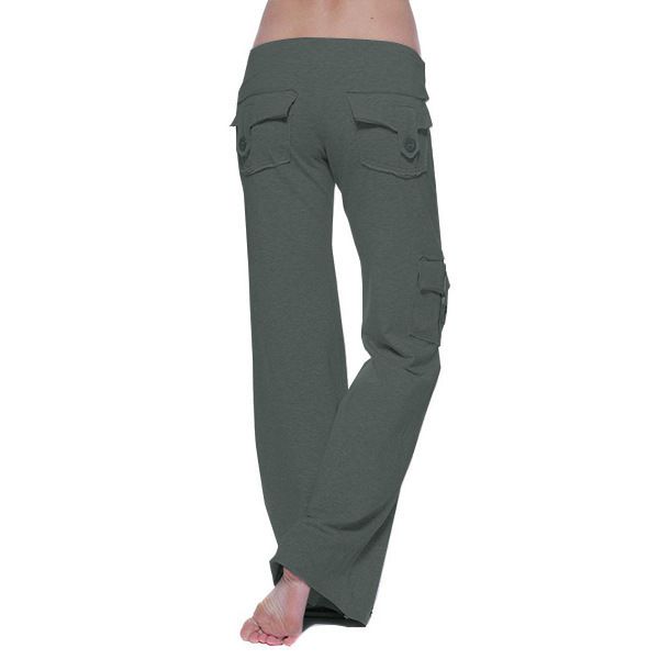 Pantaloni da yoga con tasca e bottone in vita elasticizzata da donna_voghion.com