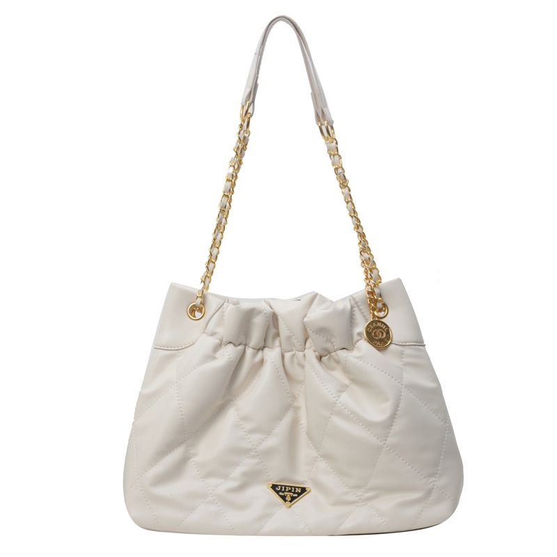 Borsa a secchiello con catena trapuntata, stile 2024, nuova tendenza della moda, borsa a tracolla in tinta unita, grande capacità, da portare sotto le ascelle_voghion.com