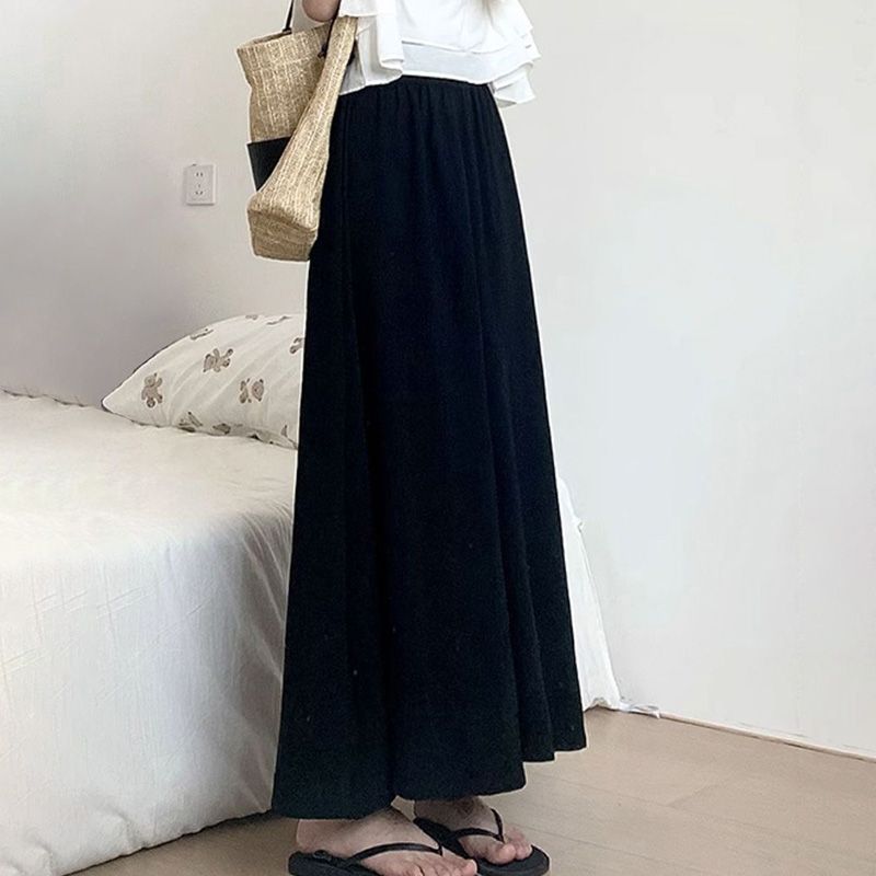 hot selling New 2024 Summer Pants Skirts Women's Wide Leg Pant Breathable Loose Trousers Ladies Elastic High Waist Streetwear_voghion.com