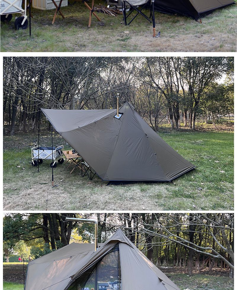 Outdoor-Campingzelt 15D einseitiges Silikon-Zwei-Personen-Ultraleichtzelt plus Himmelsvorhang Zwei-in-Eins-Pyramidenzelt_voghion.com