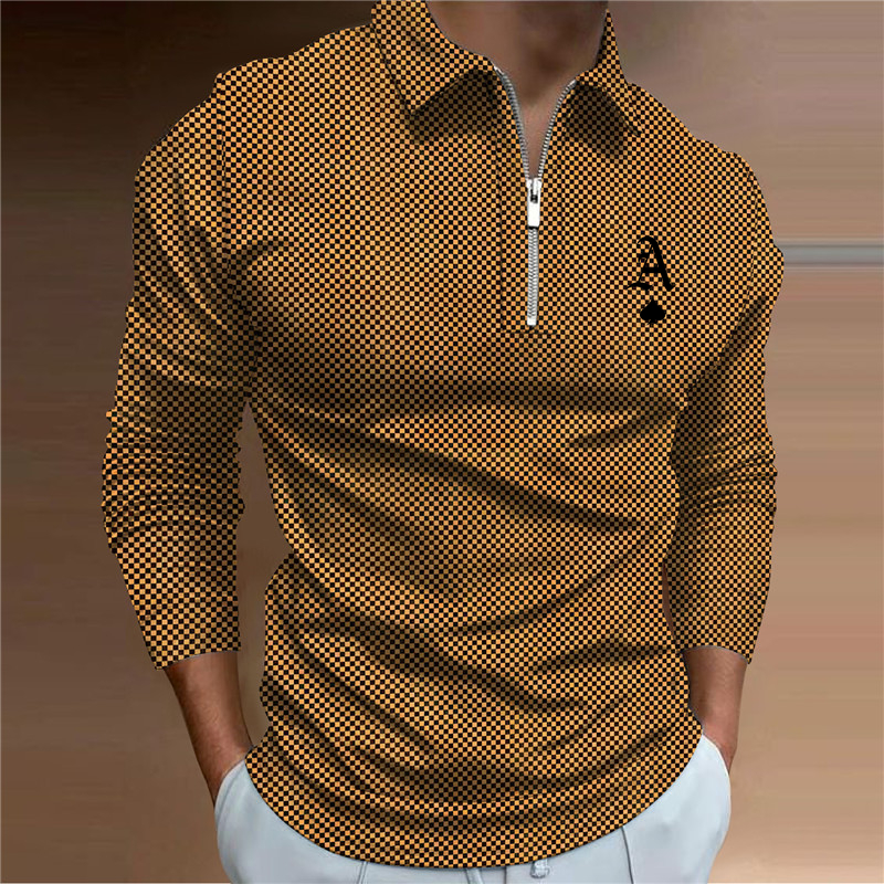 Men's casual breathable Polo shirt autumn golf shirt 3d printed outdoor street print fashion long sleeves_voghion.com