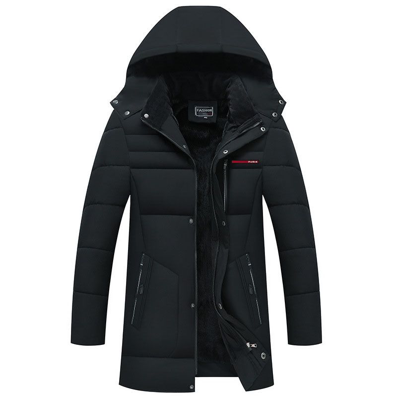 Men's Clothing Winter Men's Cotton Coat Couple Long Thick Warm Hooded Simple Fashion Youth Trend Coat_voghion.com