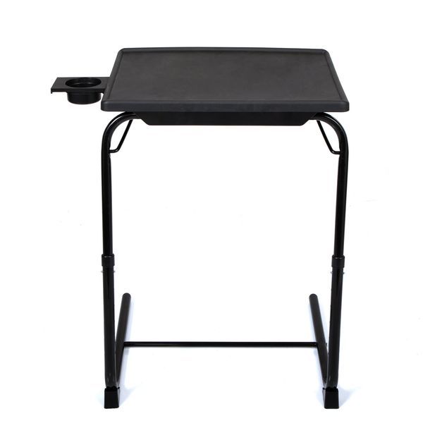 Adjustable TV Tray Table With Cup Holder; Folding TV Dinner Table With 6 Height And 3 Tilt Angle Adjustments_voghion.com