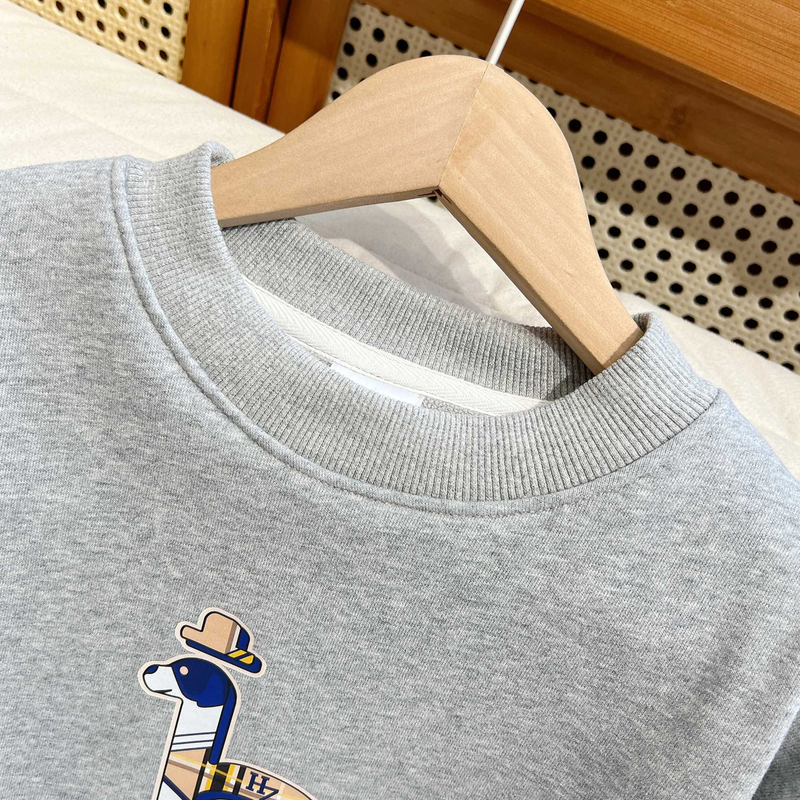 Jungen großer H-Hund verdickter warmer Pullover Jogginghose Anzug Mädchen mittlere und große Kinder gepolstertes Langarm-T-Shirt lang_voghion.com